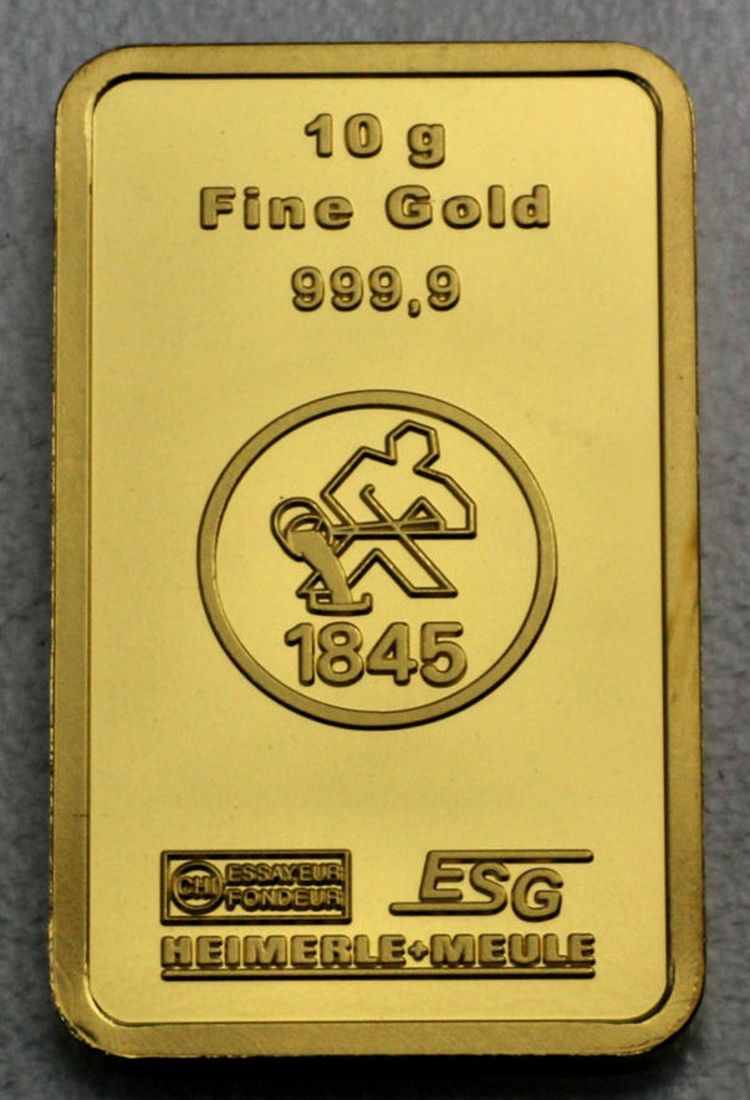 10g Goldbarren ESG - Heimerle+Meule - Valcambi 10g Goldbarren ESG - Heimerle+Meule - Valcambi