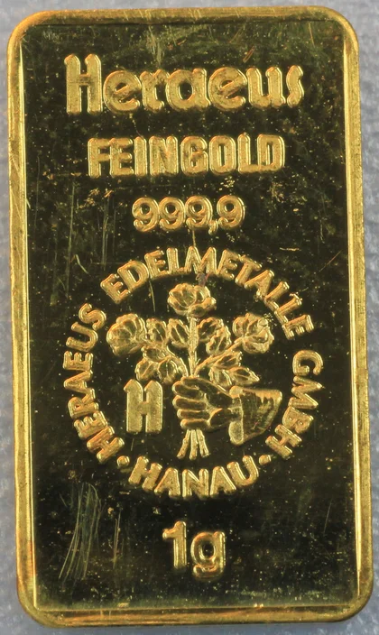 1g Feingold Barren Heraeus, Hanau