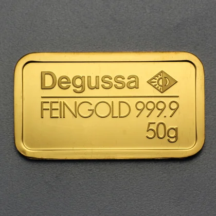 50g Goldbarren Degussa