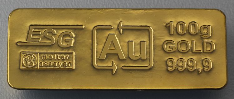 100g Goldbarren Sargform ESG 100g Goldbarren Sargform ESG
