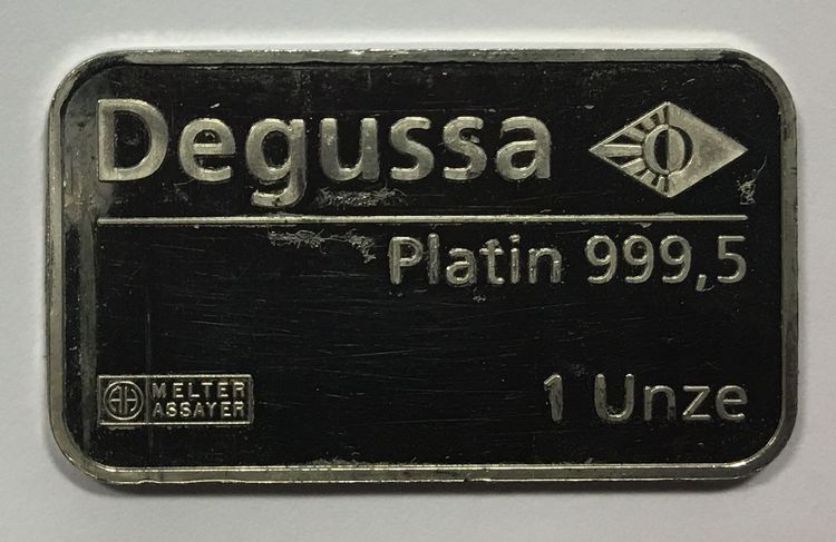 1oz Platinbarren Degussa Argor