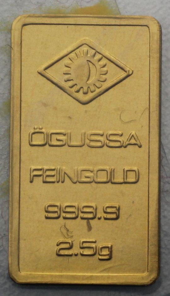 2,5g Goldbarren Ögussa