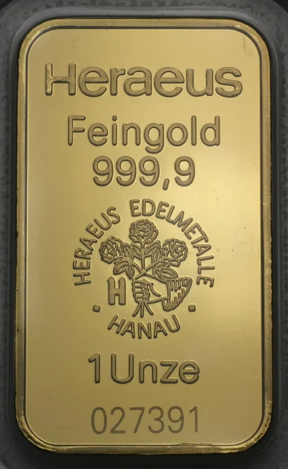 Unzen Goldbarren Heraeus