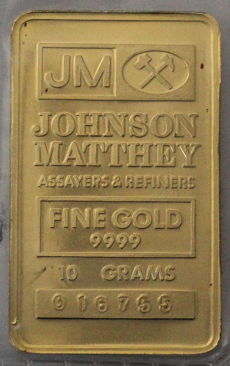 10g Goldbarren Johnson Matthey mit Seriennummer