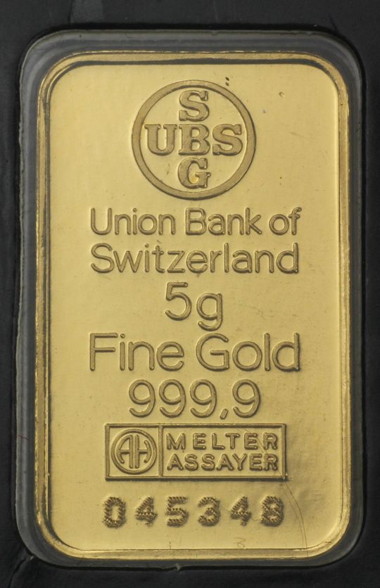 5g UBS Goldbarren