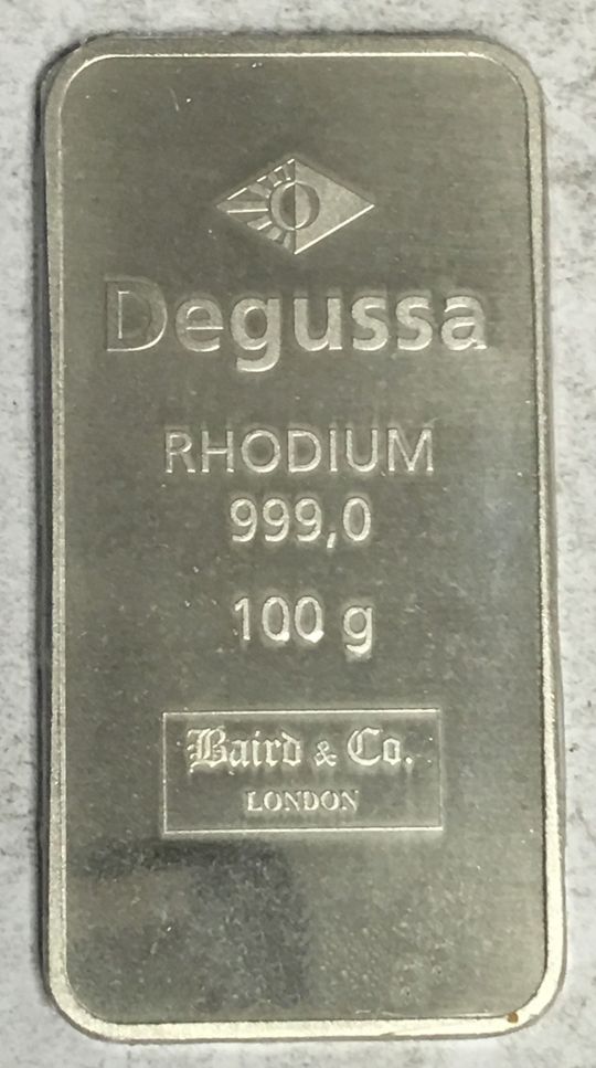 100g Rhodiumbarren Degussa