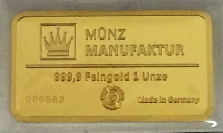 1 Unzen Barren Münz Manufaktur 1 Unzen Barren Münz Manufaktur