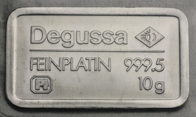 10g Platinbarren Degussa geprägt 10g Platinbarren Degussa geprägt
