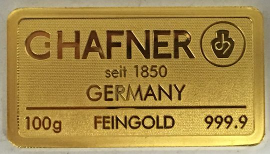 100g Goldbarren C Hafner geprägt