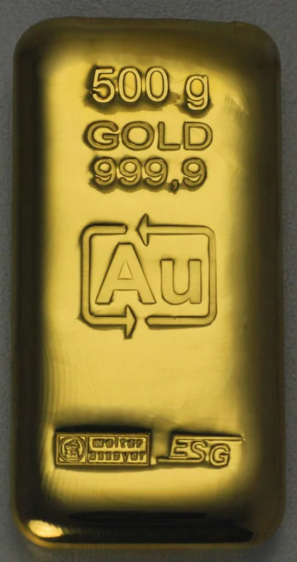 500g Goldbarren aus Recyclinggold ESG