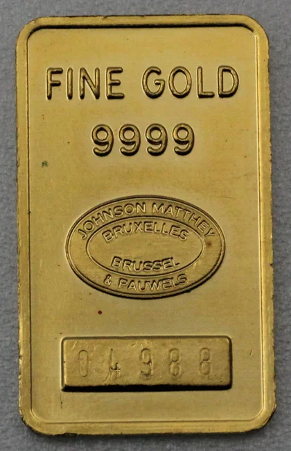 10g Goldbarren Johnson Matthey Bruxelles