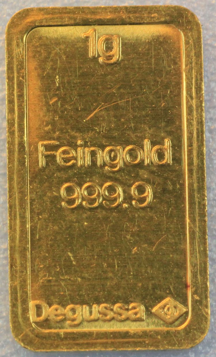 1g Degussa Feingold Barren 1g Degussa Feingold Barren