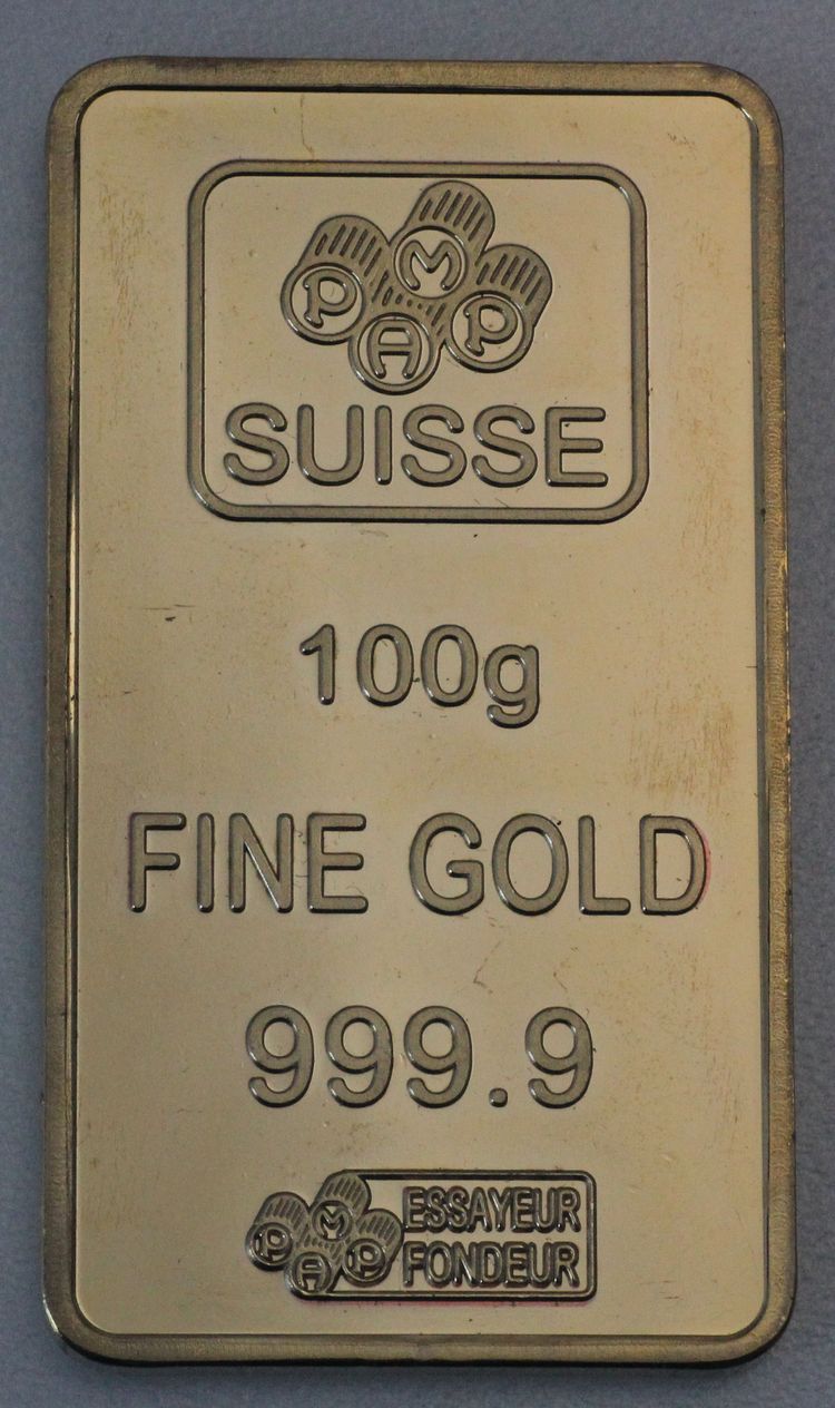 Gefälschter 100g Goldbarren Pamp