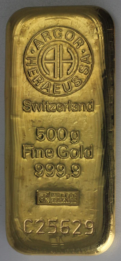 500g Goldbarren Argor-Heraeus