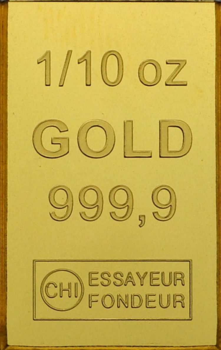 1/10oz Goldbarren einer Unzentafel