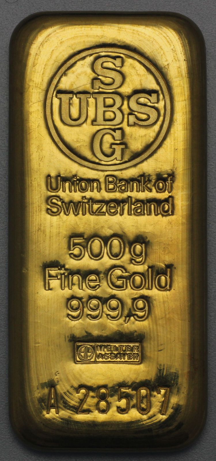 500g Goldbarren UBS Schweiz