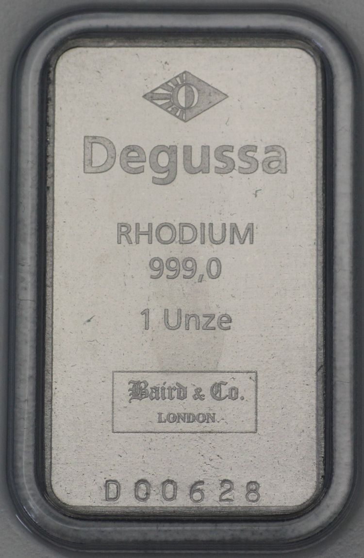 1oz Rhodiumbarren Degussa (Baird & Co) 1oz Rhodiumbarren Degussa (Baird & Co)