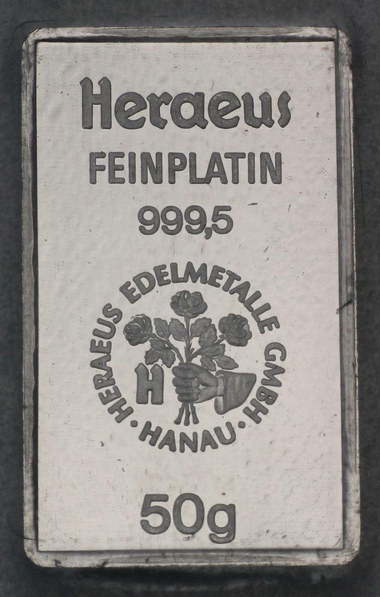 50g Platinbarren Heraeus 50g Platinbarren Heraeus