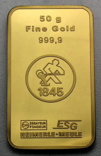 50g Goldbarren ESG - Heimerle+Meule - Valcambi