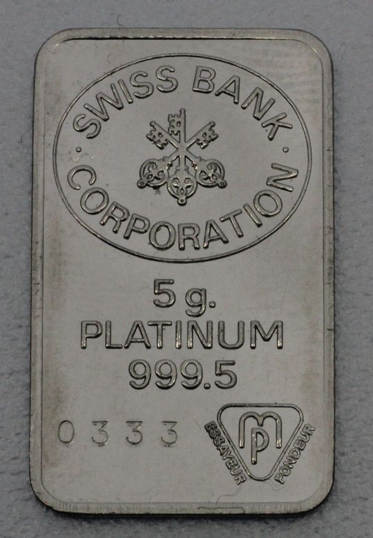 5g Platinbarren Swiss Bank Corporation