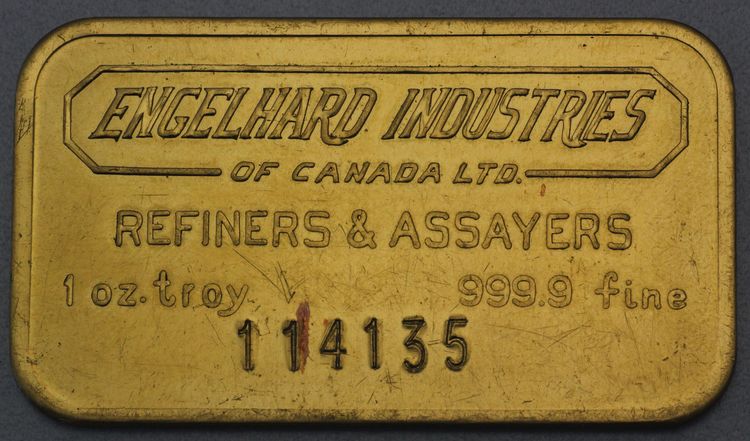 1oz Engelhard Industries Goldbarren Canada 1oz Engelhard Industries Goldbarren Canada