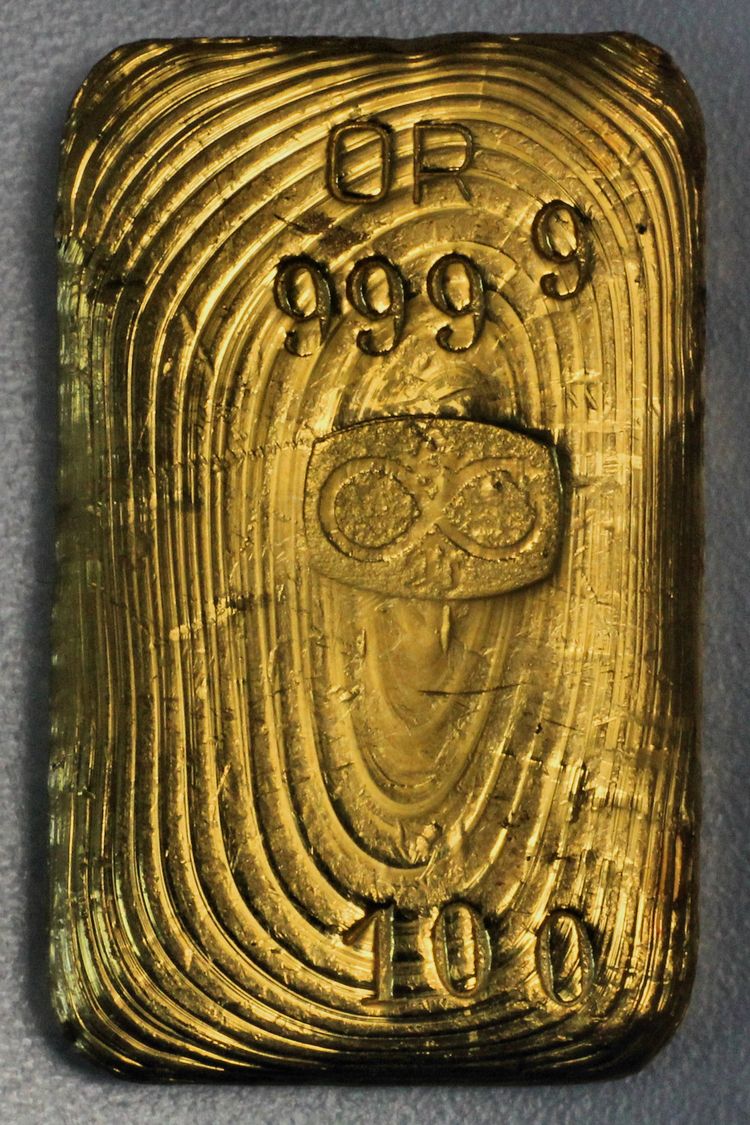 100g A.Bugenhat Goldbarren mit schönen Erstarrungslinien