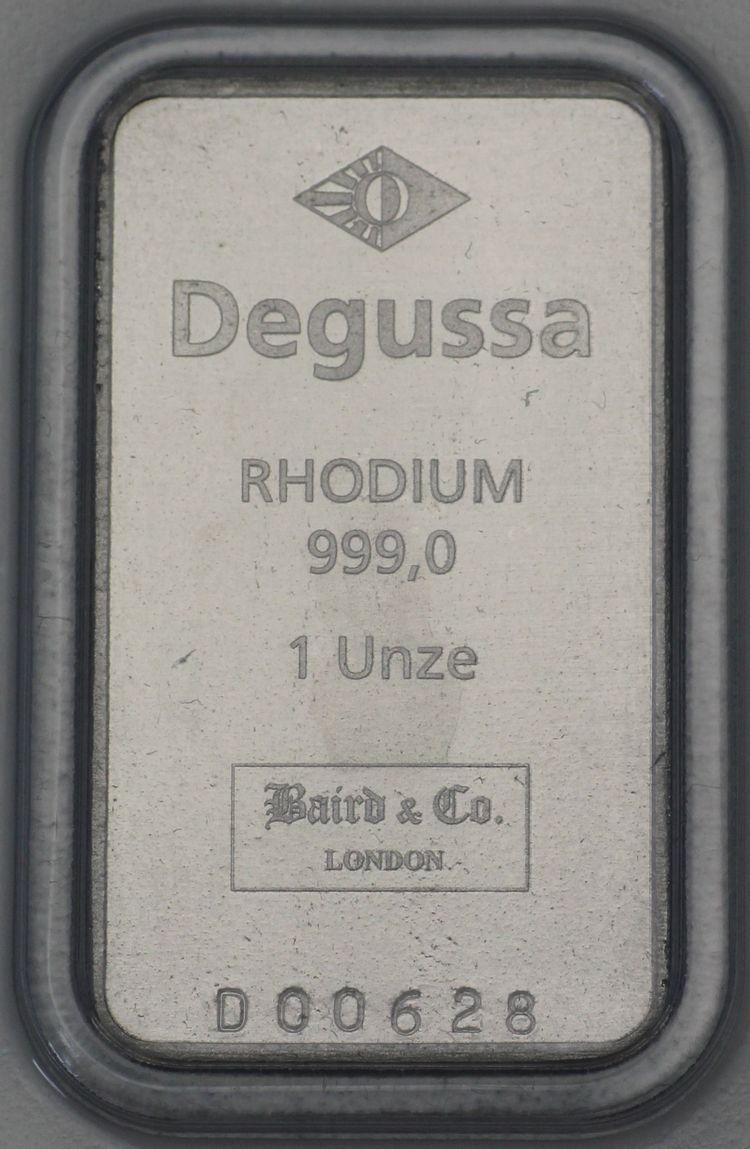 1oz Rhodiumbarren Degussa (Baird & Co)