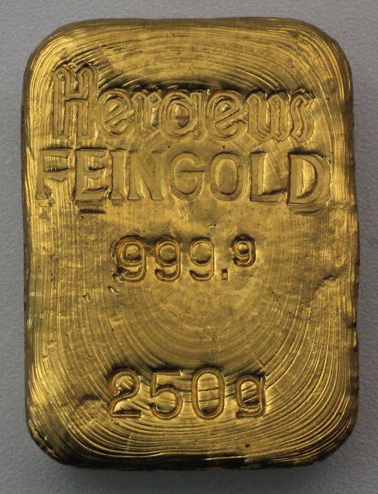 250g Goldbarren Heraeus alt 250g Goldbarren Heraeus alt