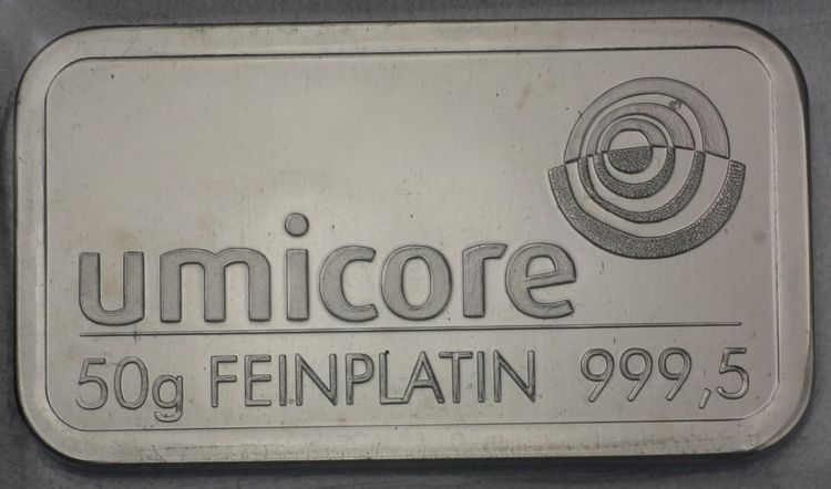 50g Platinbarren Umicore 50g Platinbarren Umicore