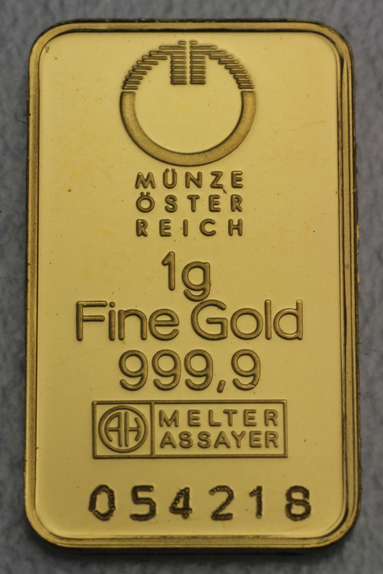 1g Goldbarren Münze Österreich
