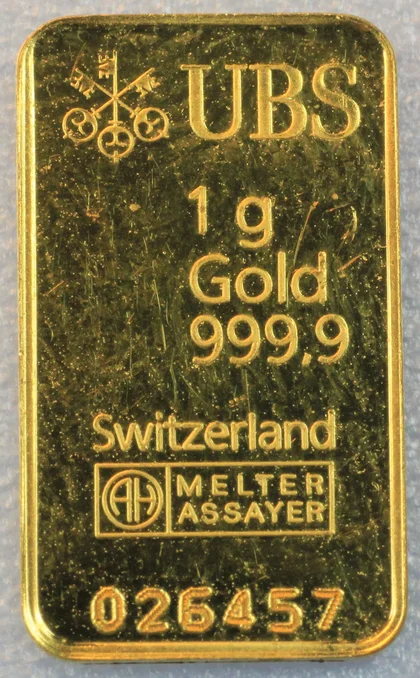 1g Goldbarren von UBS, Schweiz