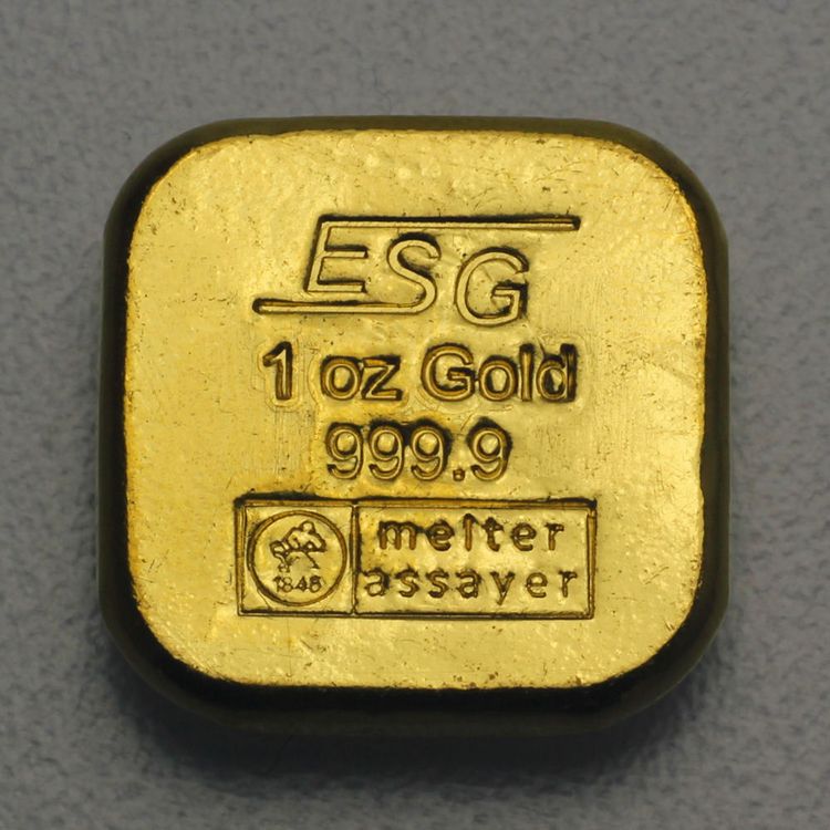1oz Quadratbarren aus Feingold ESG