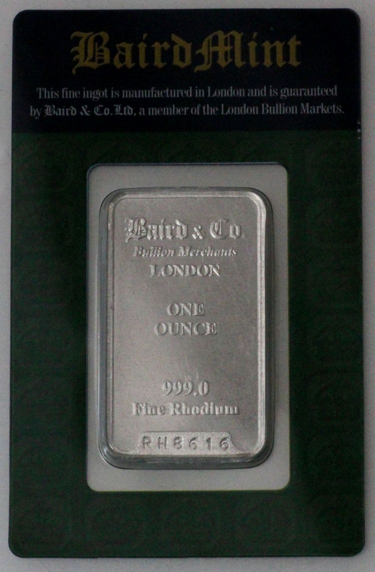 Baird & Co. London Rhodiumbarren im Blister