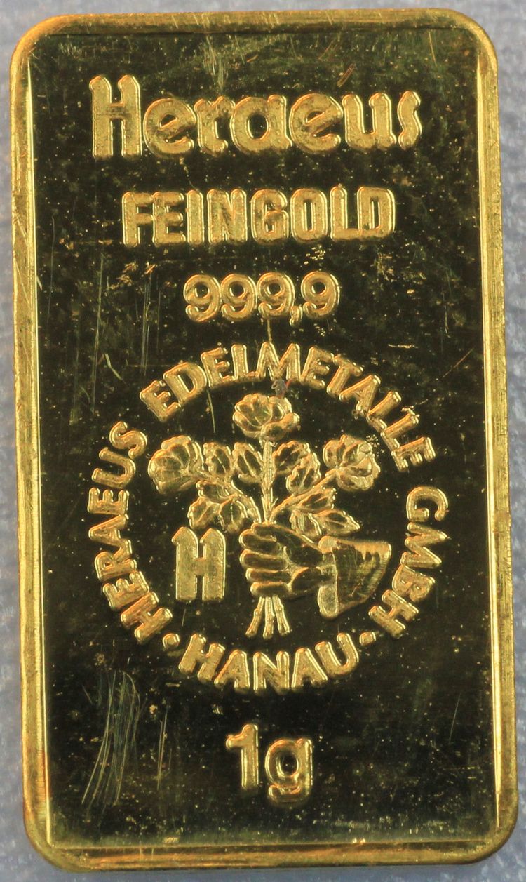 1g Feingold Barren Heraeus, Hanau