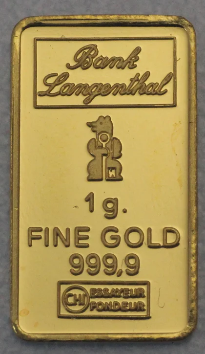 1g Goldbarren Bank Langenthal