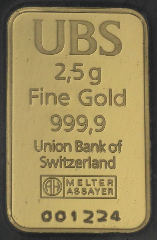 2,5g Goldbarren Kinebar UBS