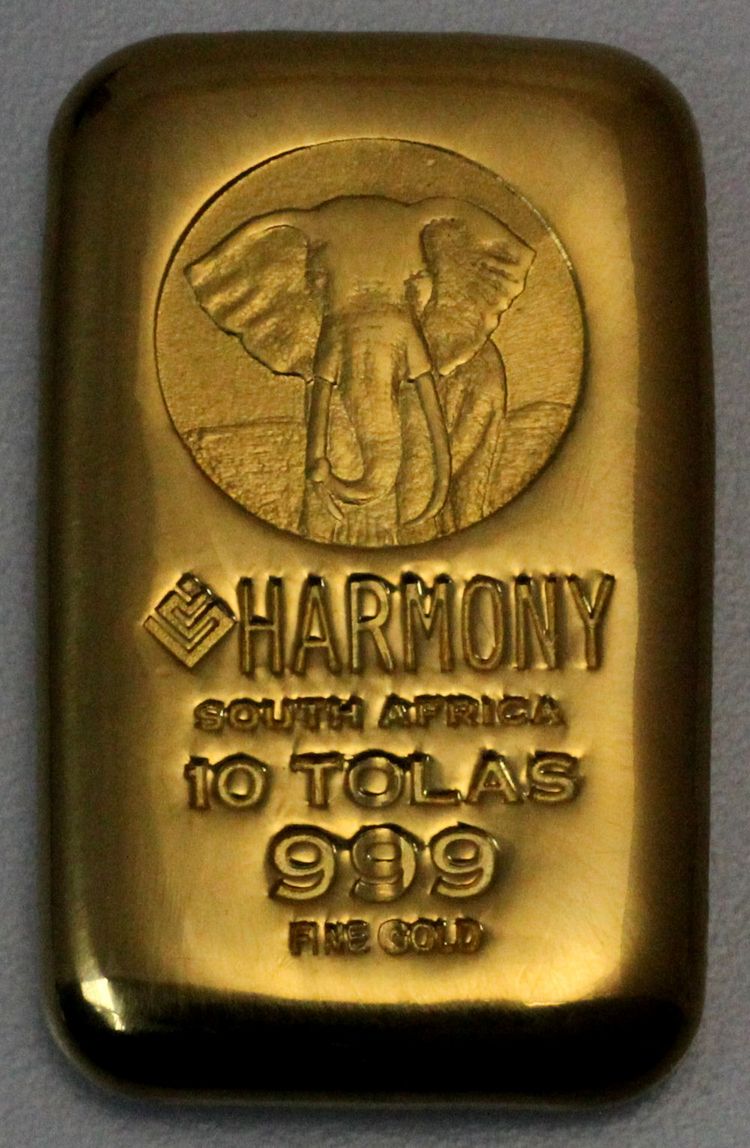 10 Tolas (116,6g) Goldbarren Harmony Gold South Africa