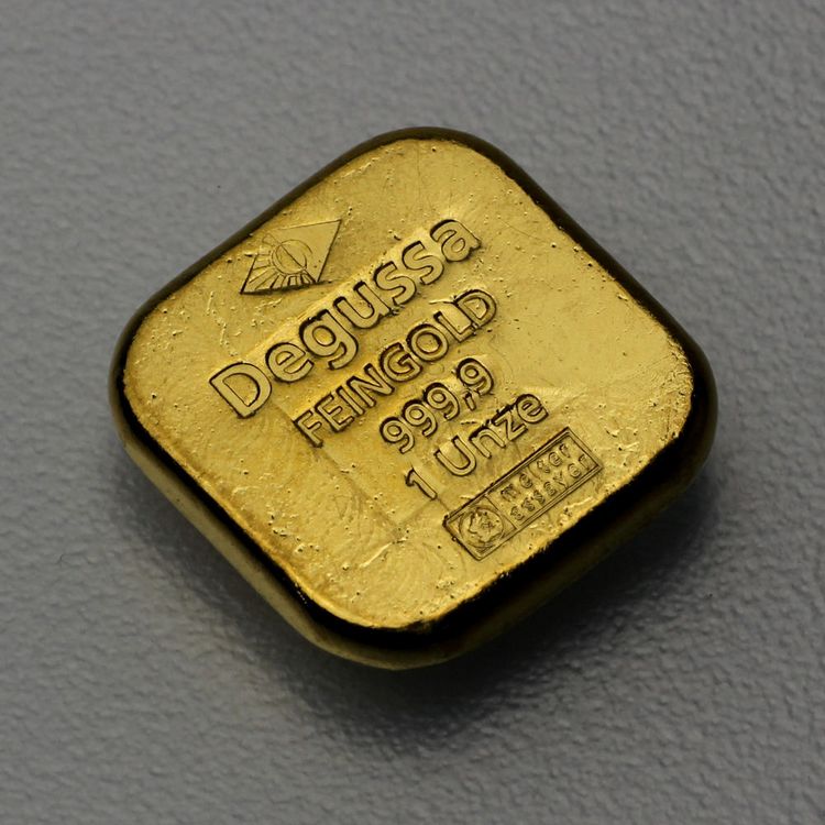 quadratischaer 1oz Degussa Goldbarren