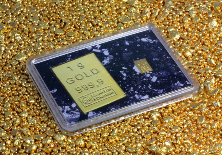 1g Goldbarren 999,9 in Motivbox Goldbarren