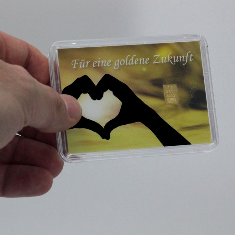 Geschenkgoldbarren Herzhand - Für eine goldene Zukunft Geschenkgoldbarren Herzhand - Für eine goldene Zukunft
