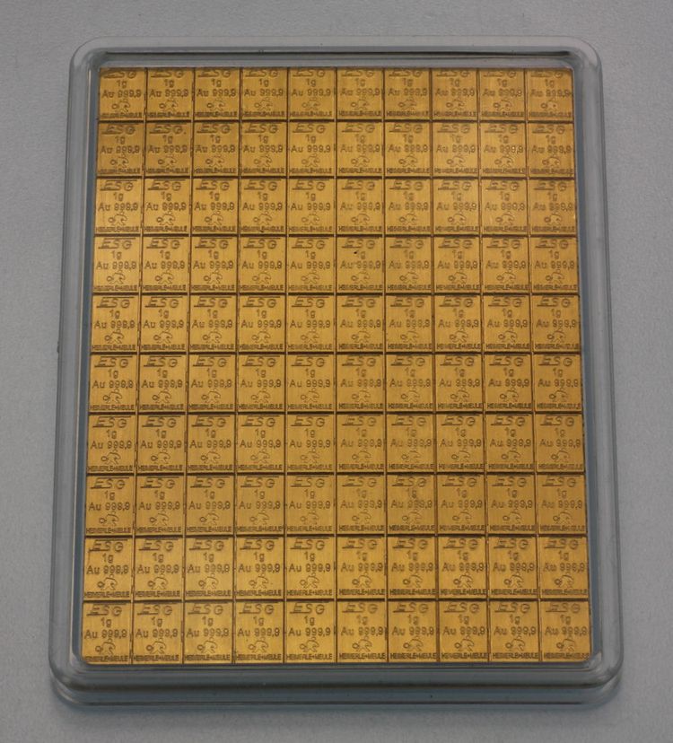 Bild 100g Goldtafel - Deutsche rustikale Recyclinggold Version