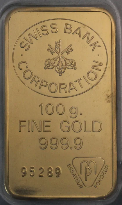 100g Goldbarren Swiss Bank Corporation