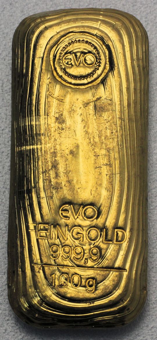 gegossener EVO Goldbarren