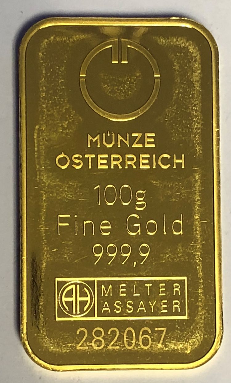 100g Goldbarren Münze Österreich