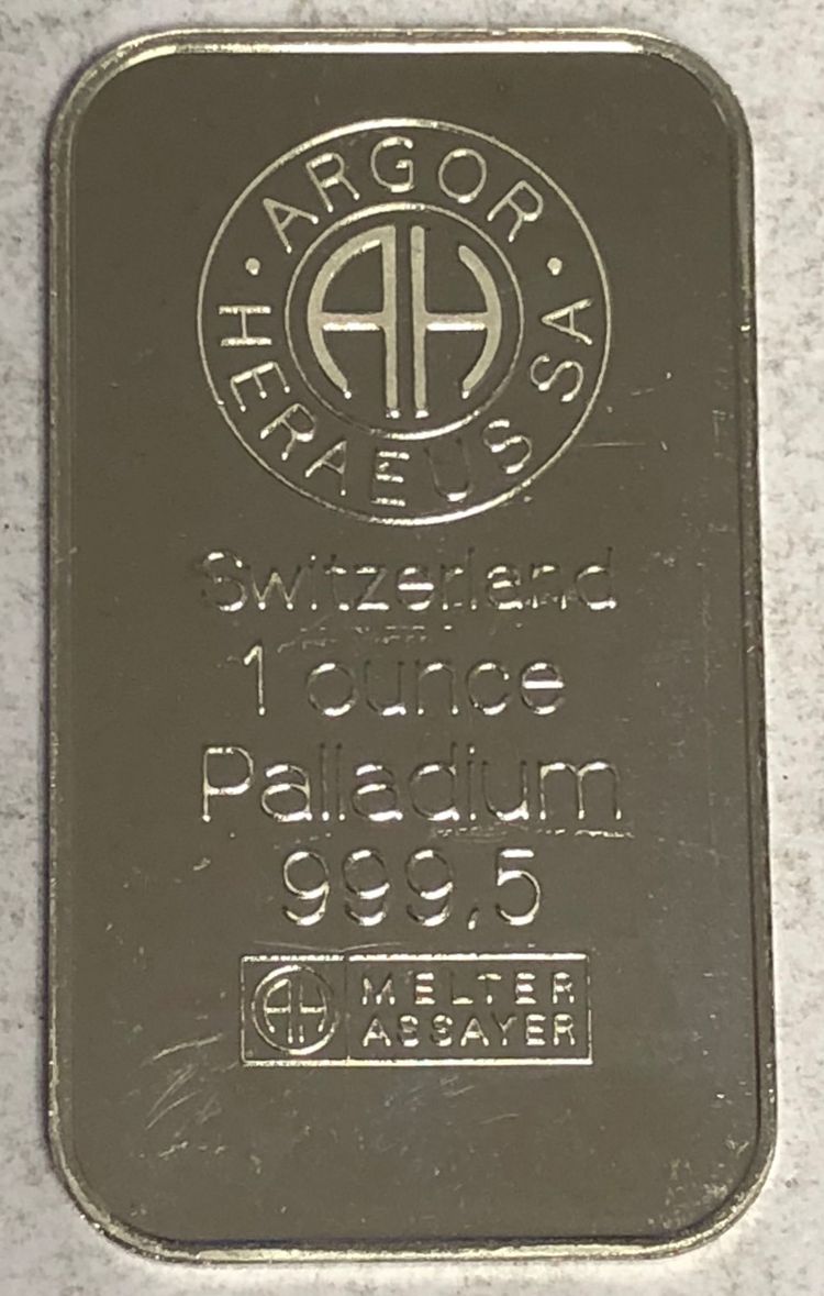 1oz Palladiumbarren Argor Heraeus