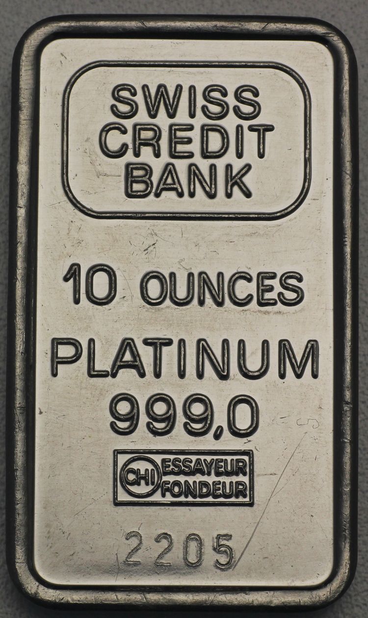 10oz Platinbarren (311g) Swiss Credit Bank