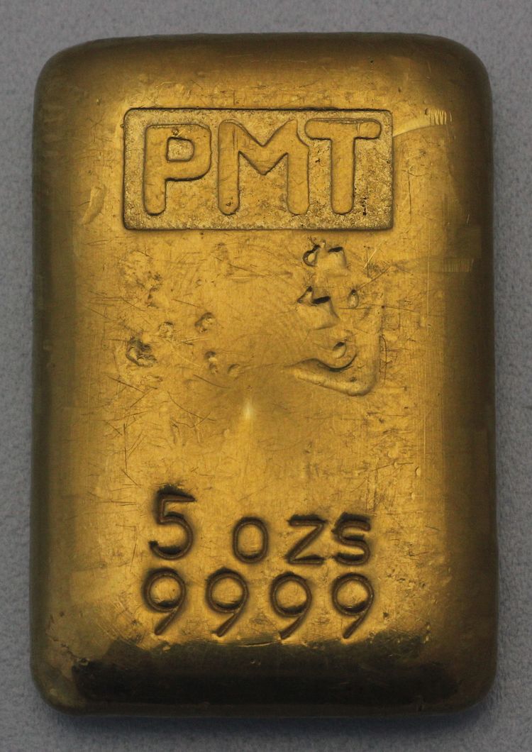 Alter 5oz Goldbarren PMT Alter 5oz Goldbarren PMT