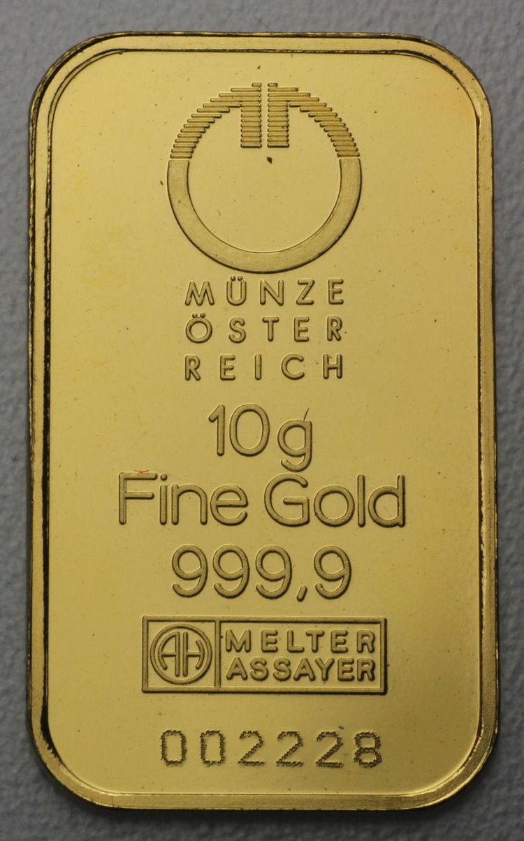 10g Goldbarren, Münze Österreich 10g Goldbarren, Münze Österreich