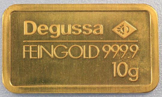 10g Feingoldbarren von Degussa, neue Prägung
