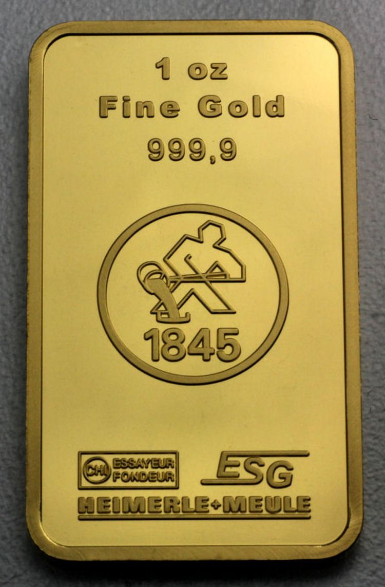 1oz Goldbarren ESG - Heimerle+Meule - Valcambi 1oz Goldbarren ESG - Heimerle+Meule - Valcambi